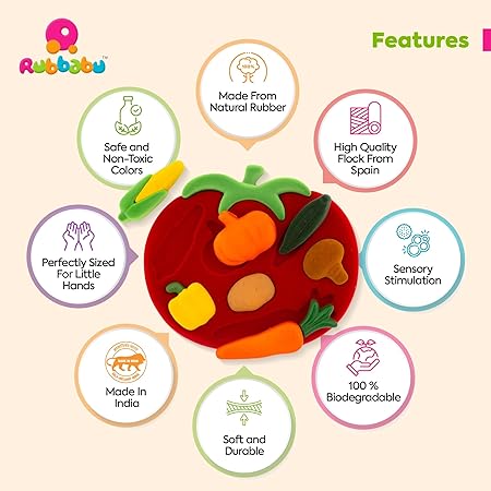 Rubbabu 3D Vegetable Shape Sorter | Educational Tomato Shaped Puzzle with 7 Bright Vegetables